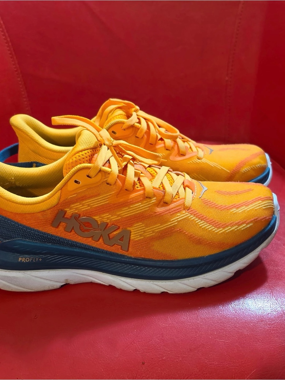 Hoka Men's Orange and Navy Road Running Shoes 8.5 B